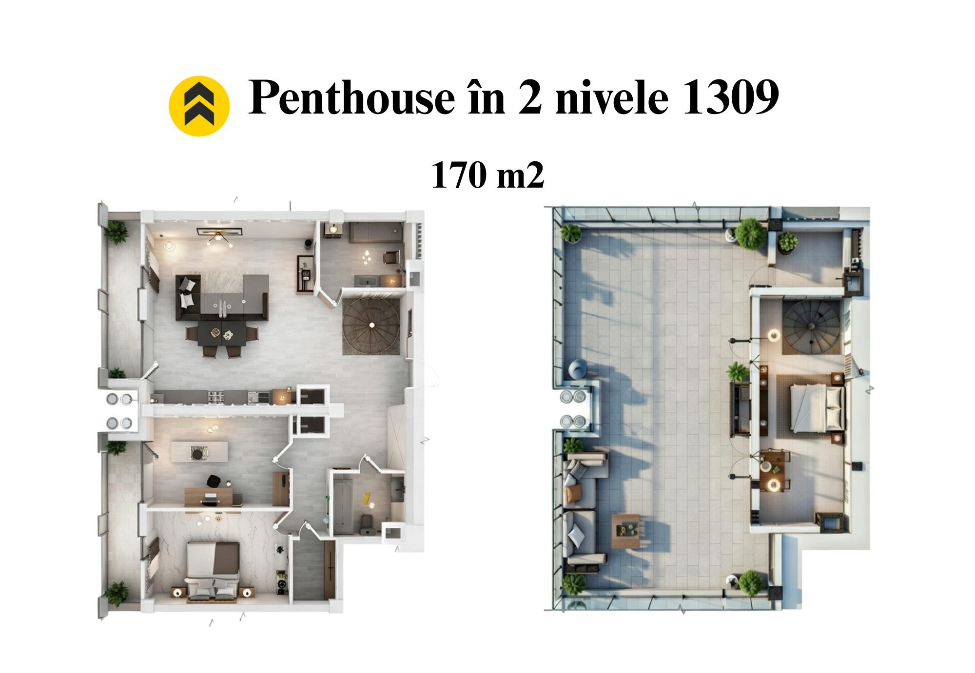 Duplex Penthouse - 3 camere + living + terasa